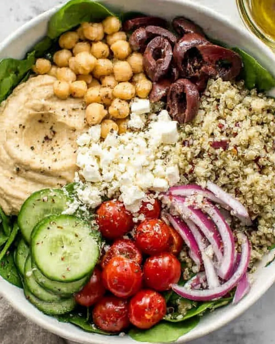 Mediterranean hummus bowl recipe with fresh ingredients