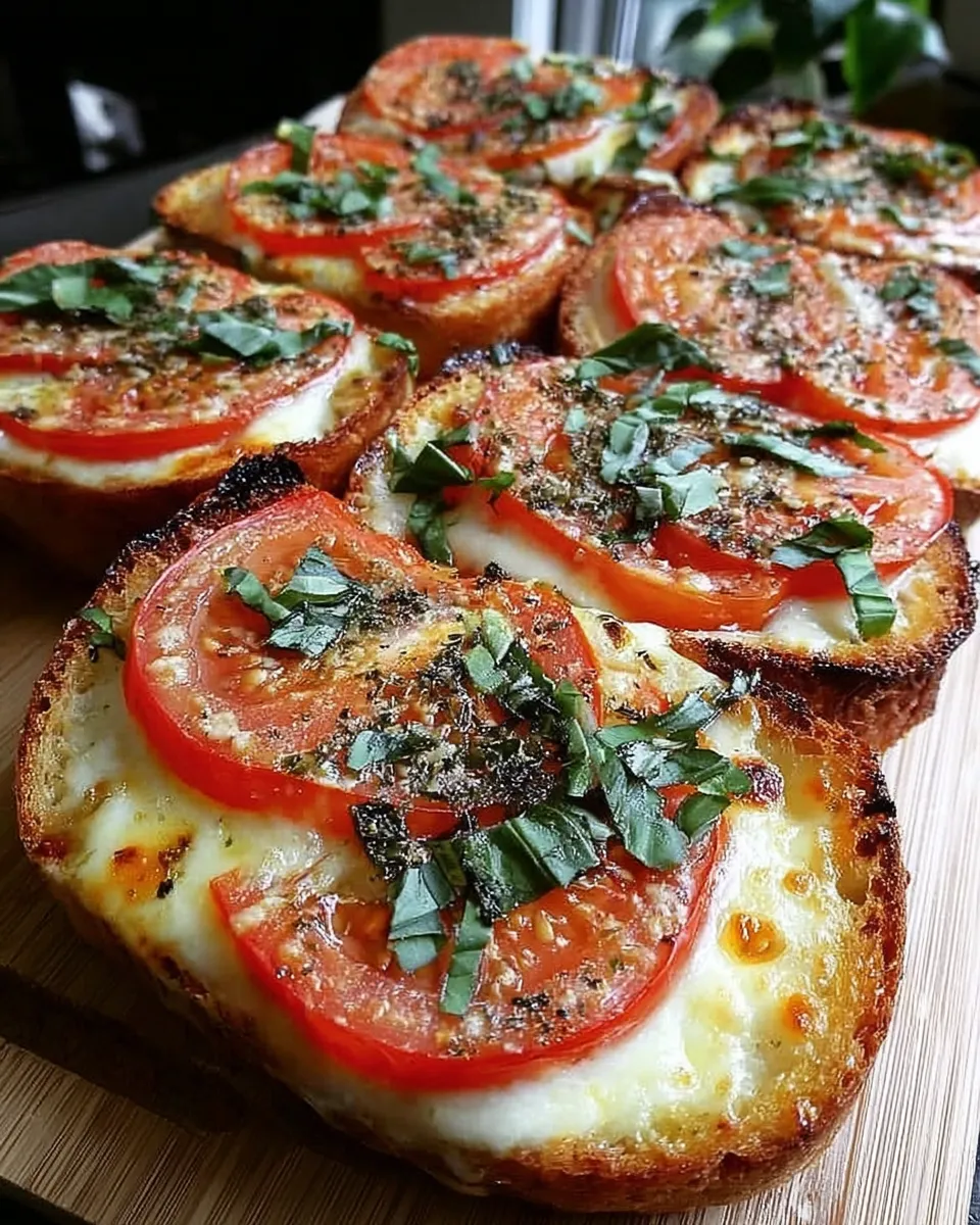 Tomato basil garlic bread with mozzarella