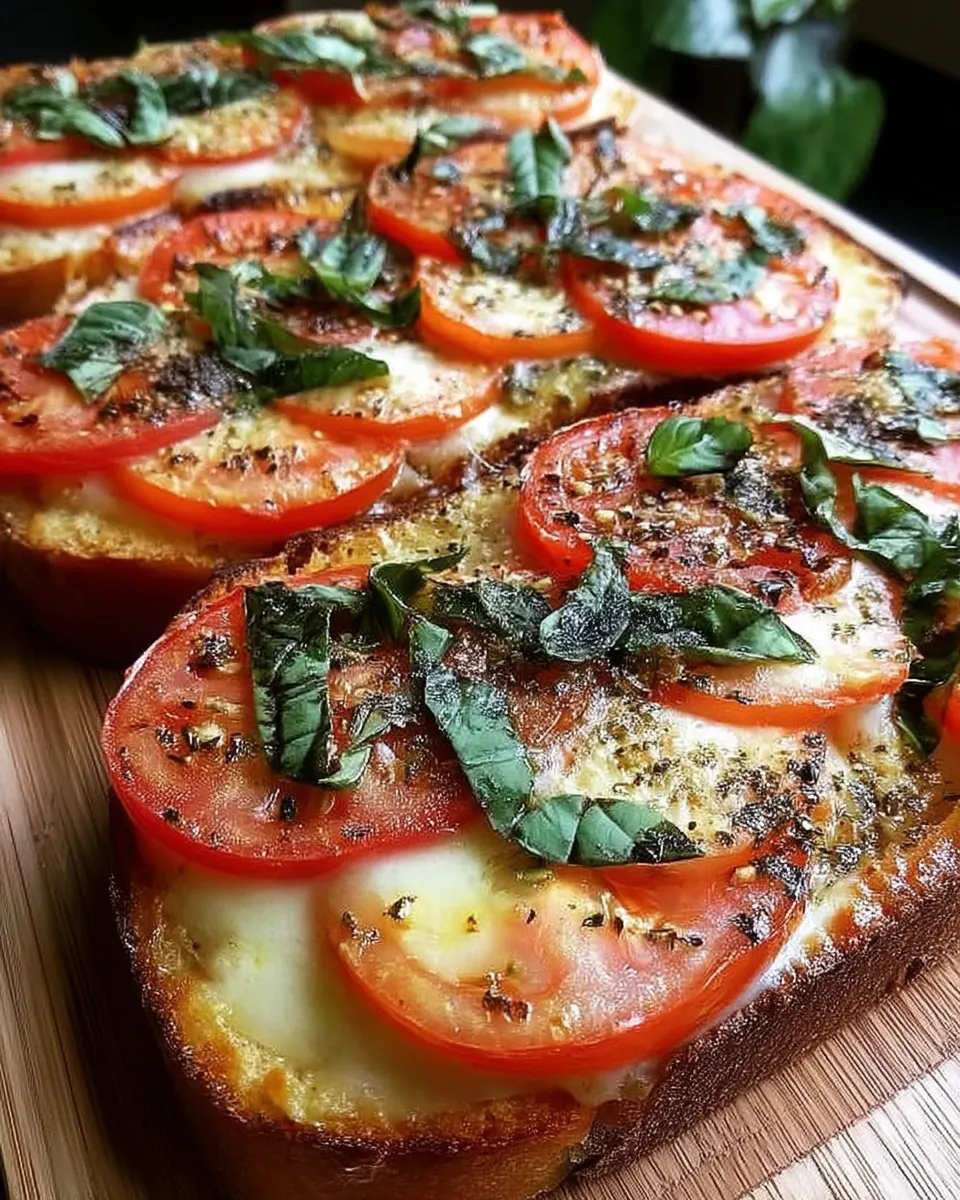 Serving tomato basil garlic bread