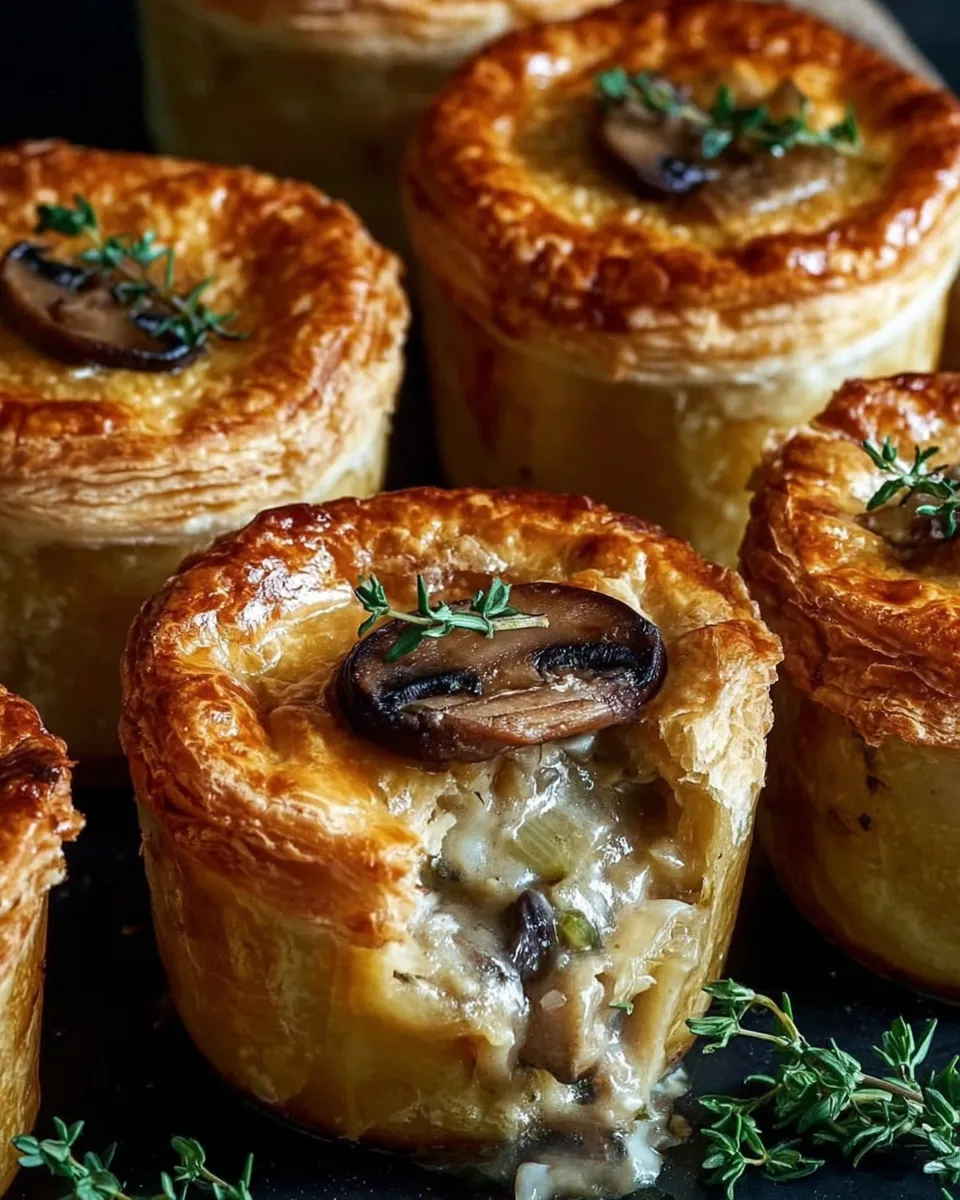Mini Mushroom & Gruyère Pot Pies in ramekins