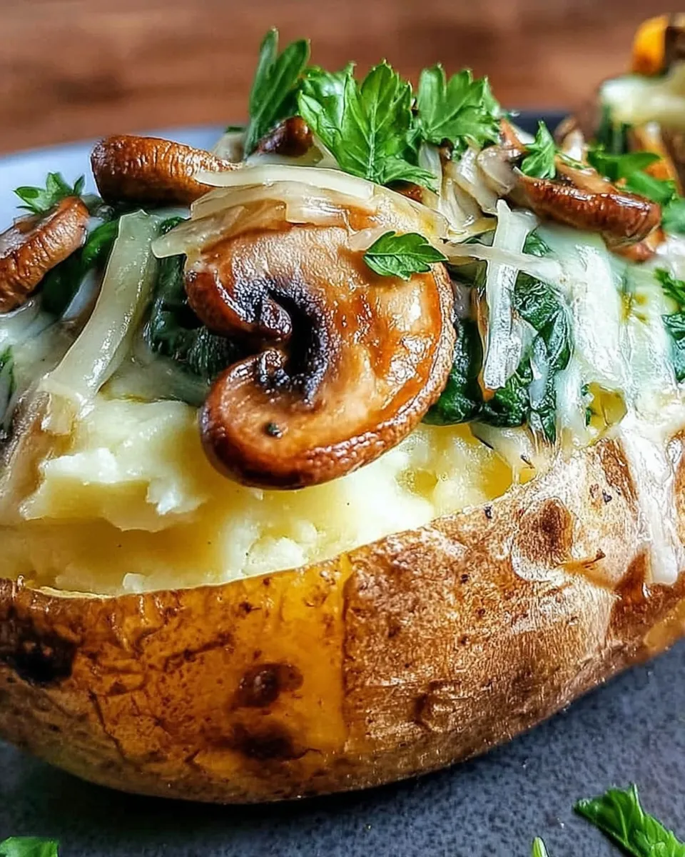 Cheesy stuffed baked potatoes served hot