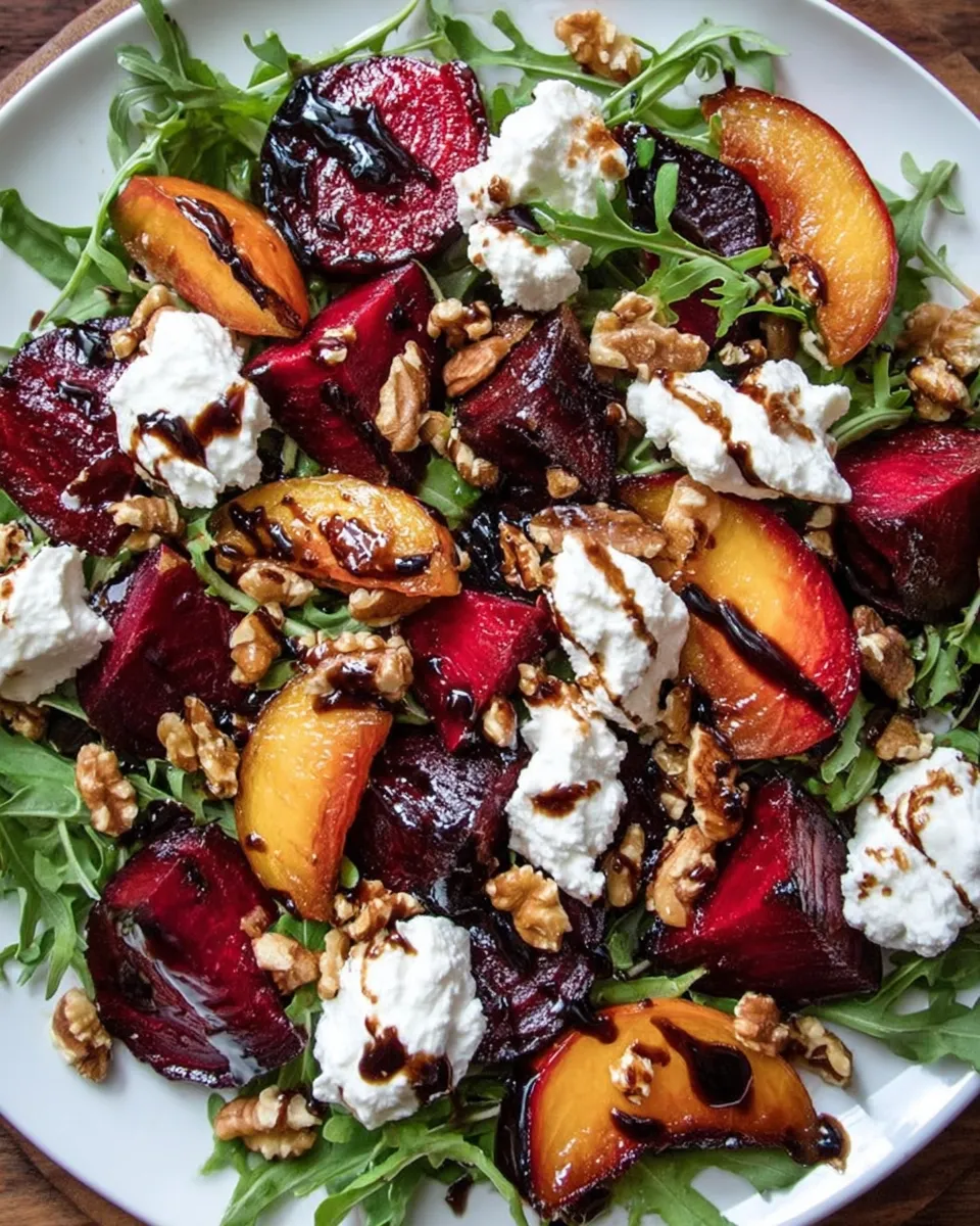 Roasted Beet and Peach Goat Cheese Salad
