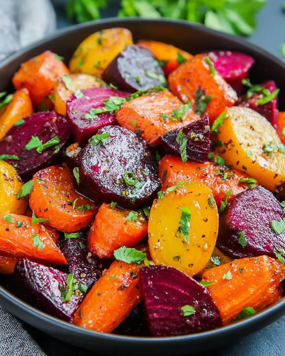  Roasted beets and carrots with maple vinaigrette