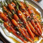 Roasted carrots on whipped ricotta with a drizzle of hot honey