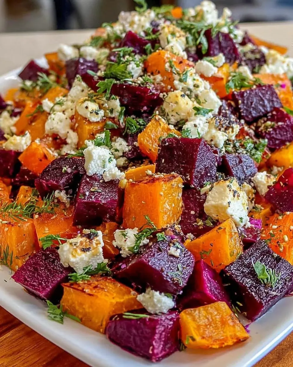 Roasted pumpkin and beetroot salad