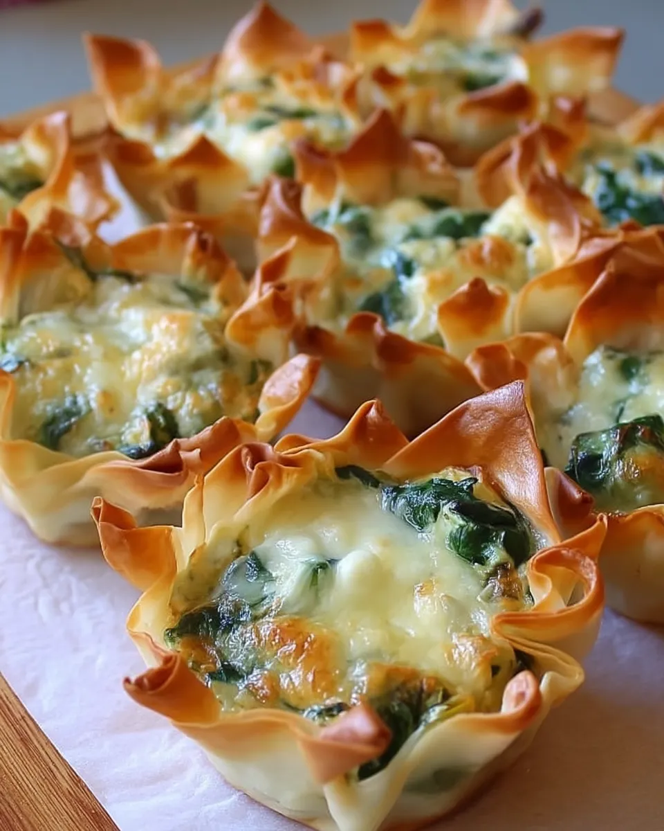 crispy spinach and artichoke wonton cups