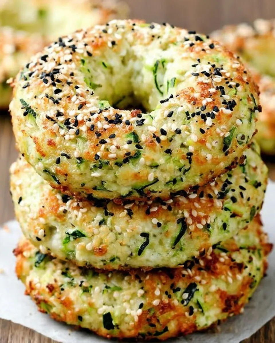 Keto zucchini bagels topped with everything bagel seasoning