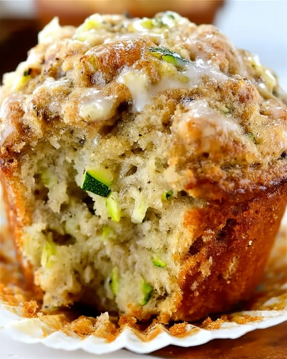 Banana zucchini muffins on a cooling rack with banana slices