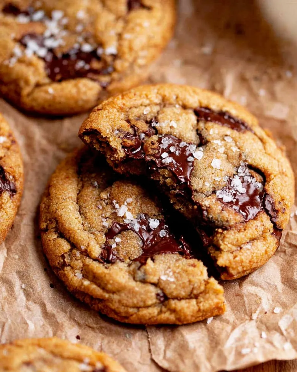 Stack of chewy pumpkin chocolate chip cookies with melted chocolate chips.