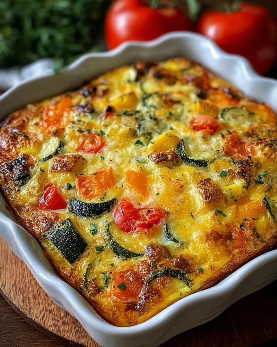 Cottage cheese zucchini and squash bake fresh from oven