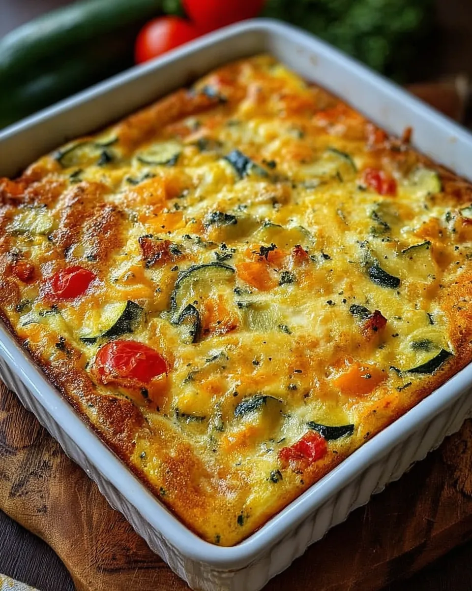 Slice of cottage cheese zucchini and squash bake served