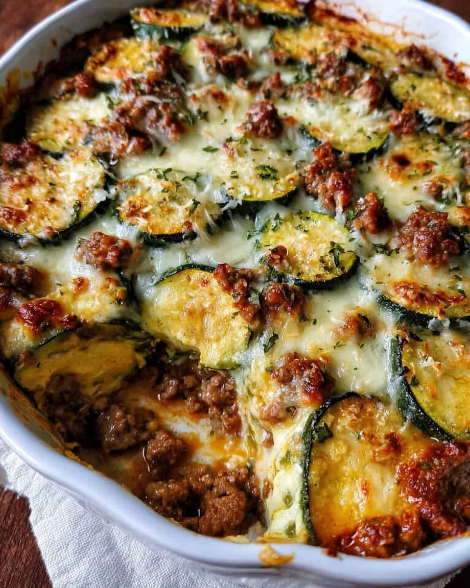 served zucchini ground beef casserole