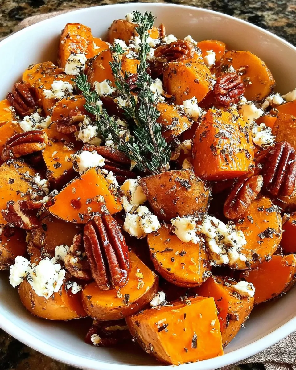 serving dish of honey sweet potatoes