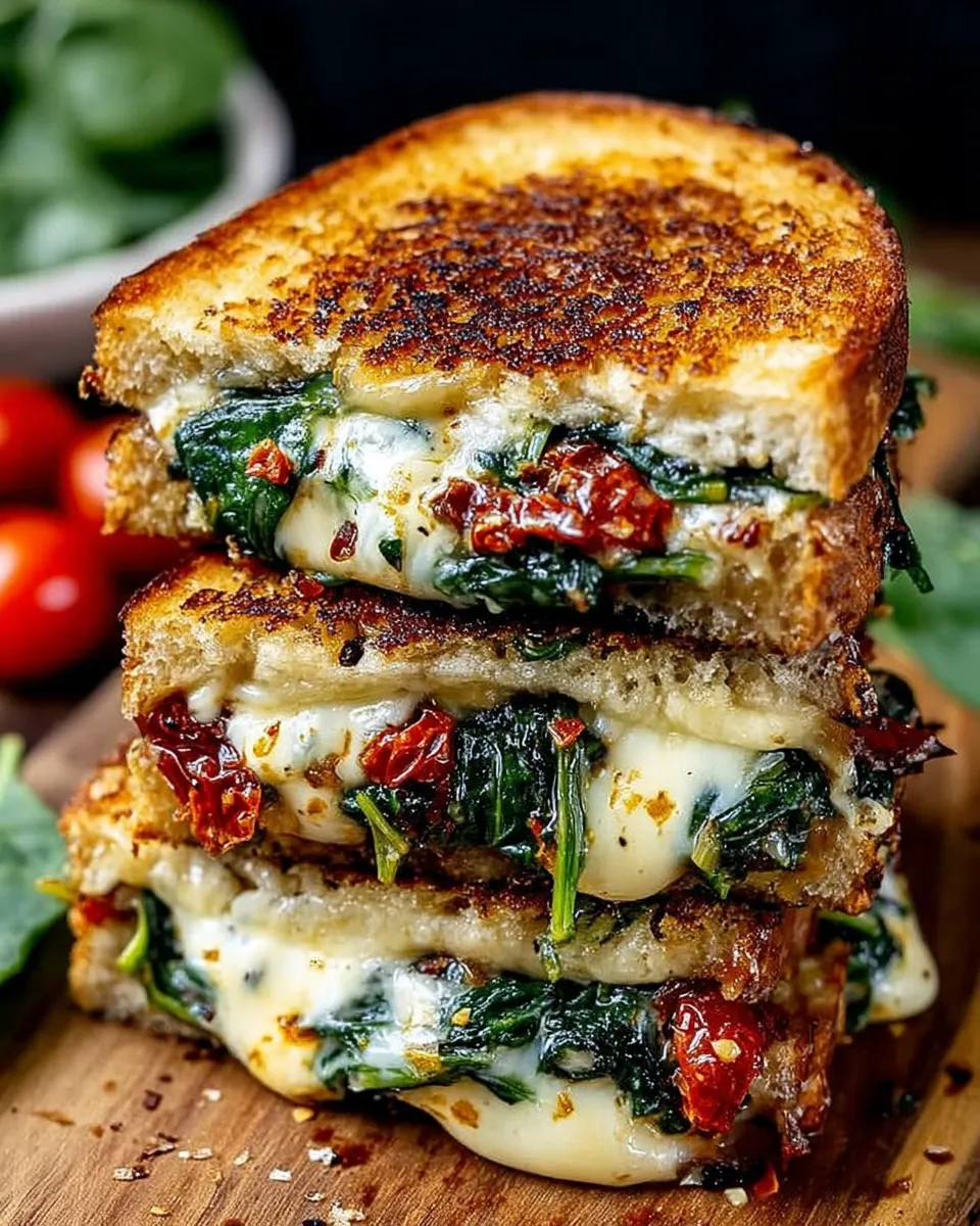 Mediterranean Spinach Grilled Cheese served with salad and dip
