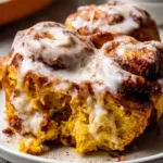 Kneading soft pumpkin dough for cinnamon rolls