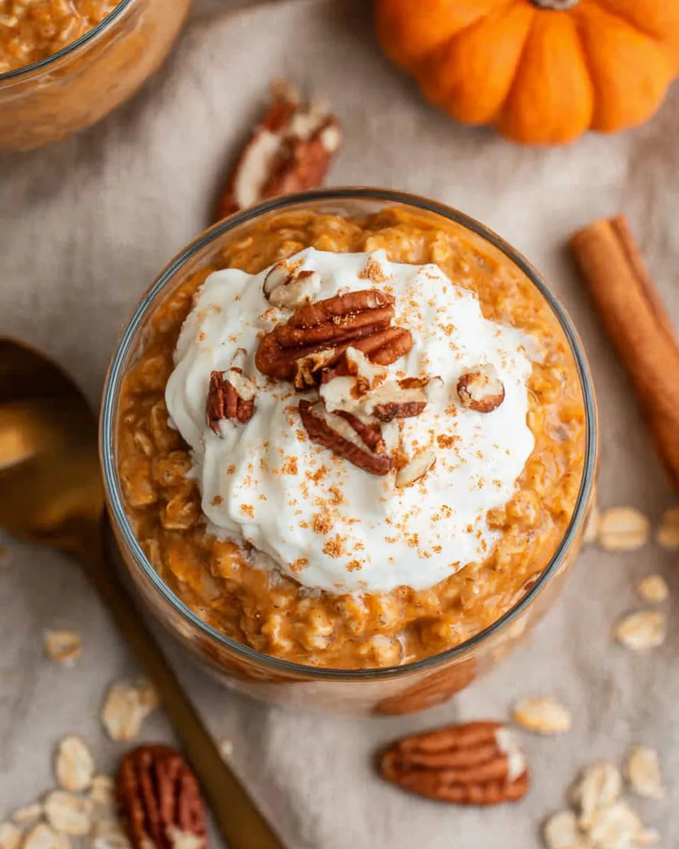 Ingredients for pumpkin pie overnight oats on a wooden table