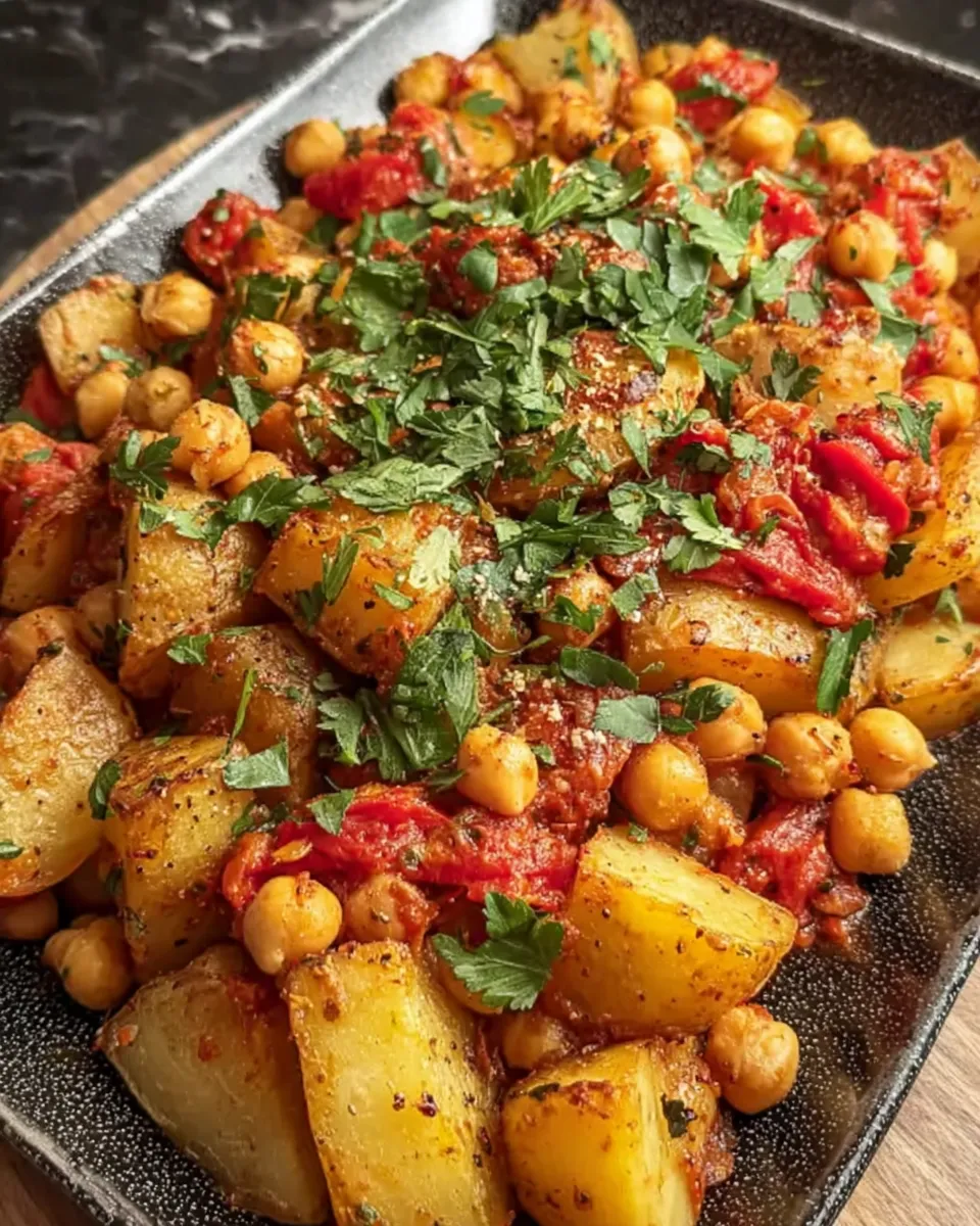 Roasted potatoes and whipped feta served with garnish