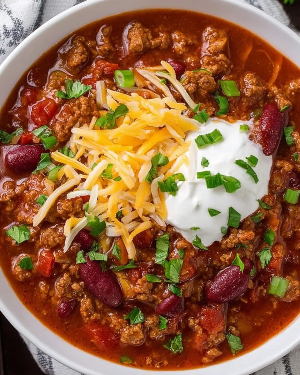 Slow Cooker Chili with Cheddar and Sour Cream
