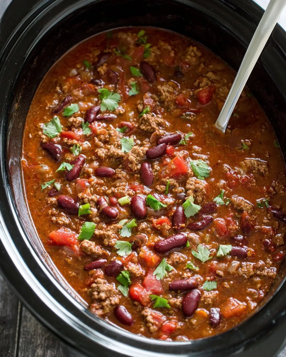 Serving Slow Cooker Chili with Toppings and Cornbread