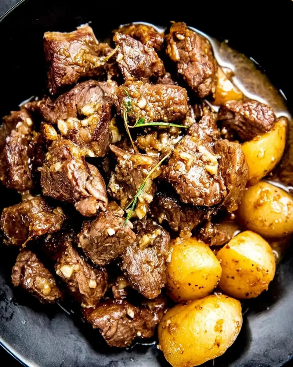 Garlic Butter Beef Bites with Sides