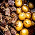 Crockpot Garlic Butter Beef Bites – tender beef simmered in a rich garlic butter sauce, served hot.