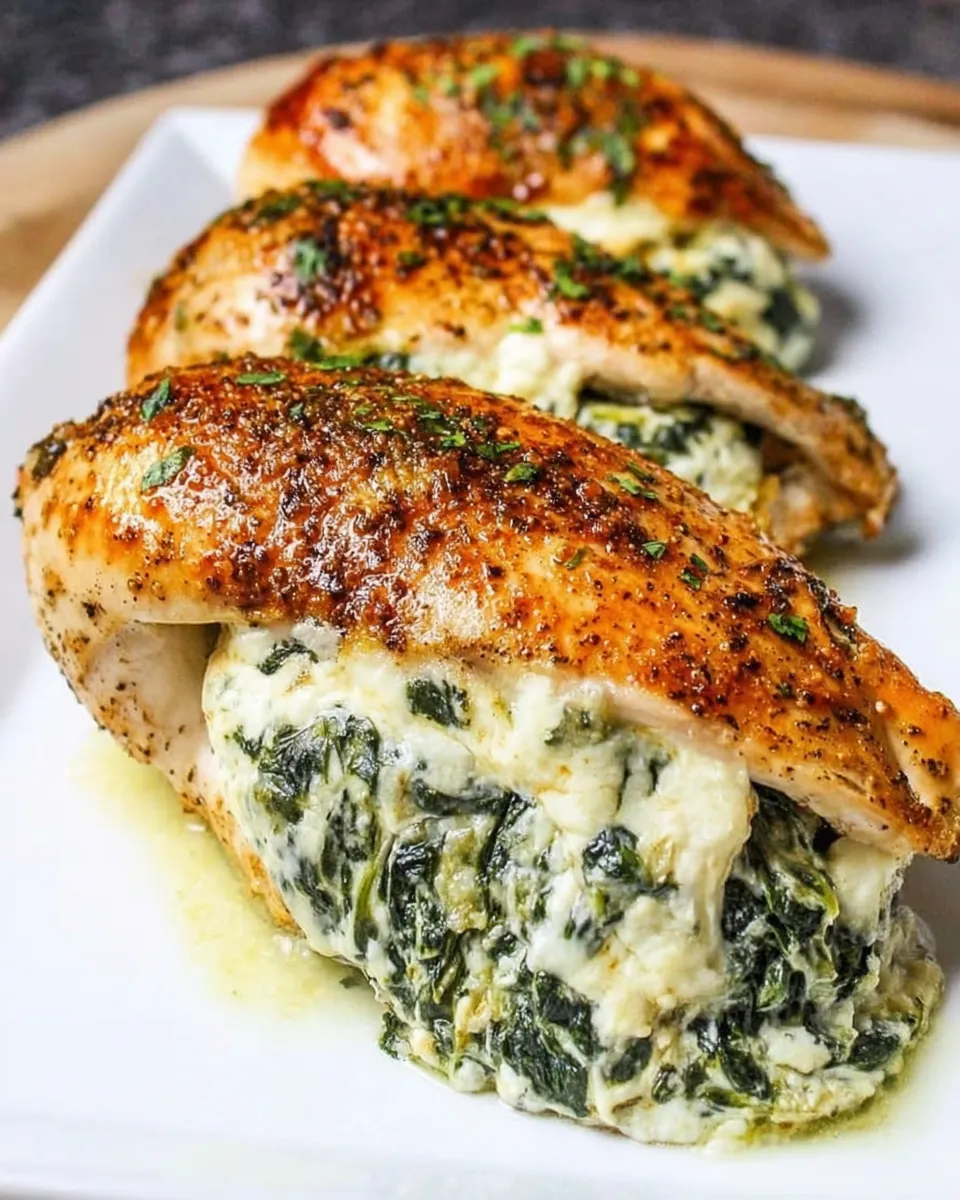 Spinach Cream Cheese Stuffed Chicken Breast plated
