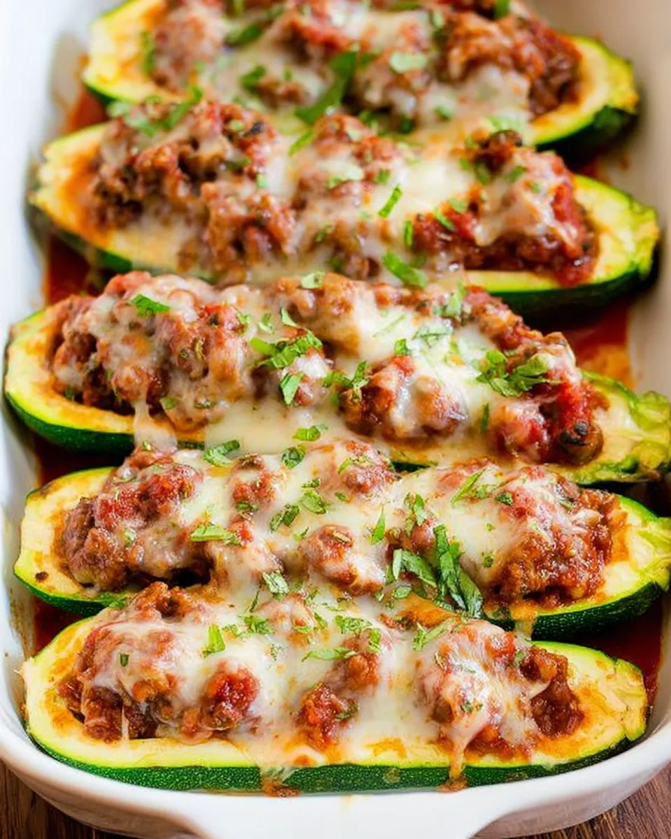 Served Stuffed Zucchini Boats