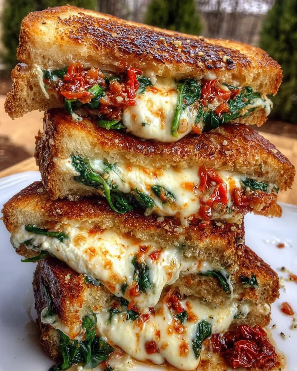 Sun-Dried Tomato, Spinach, and Ricotta Grilled Cheese Sandwich