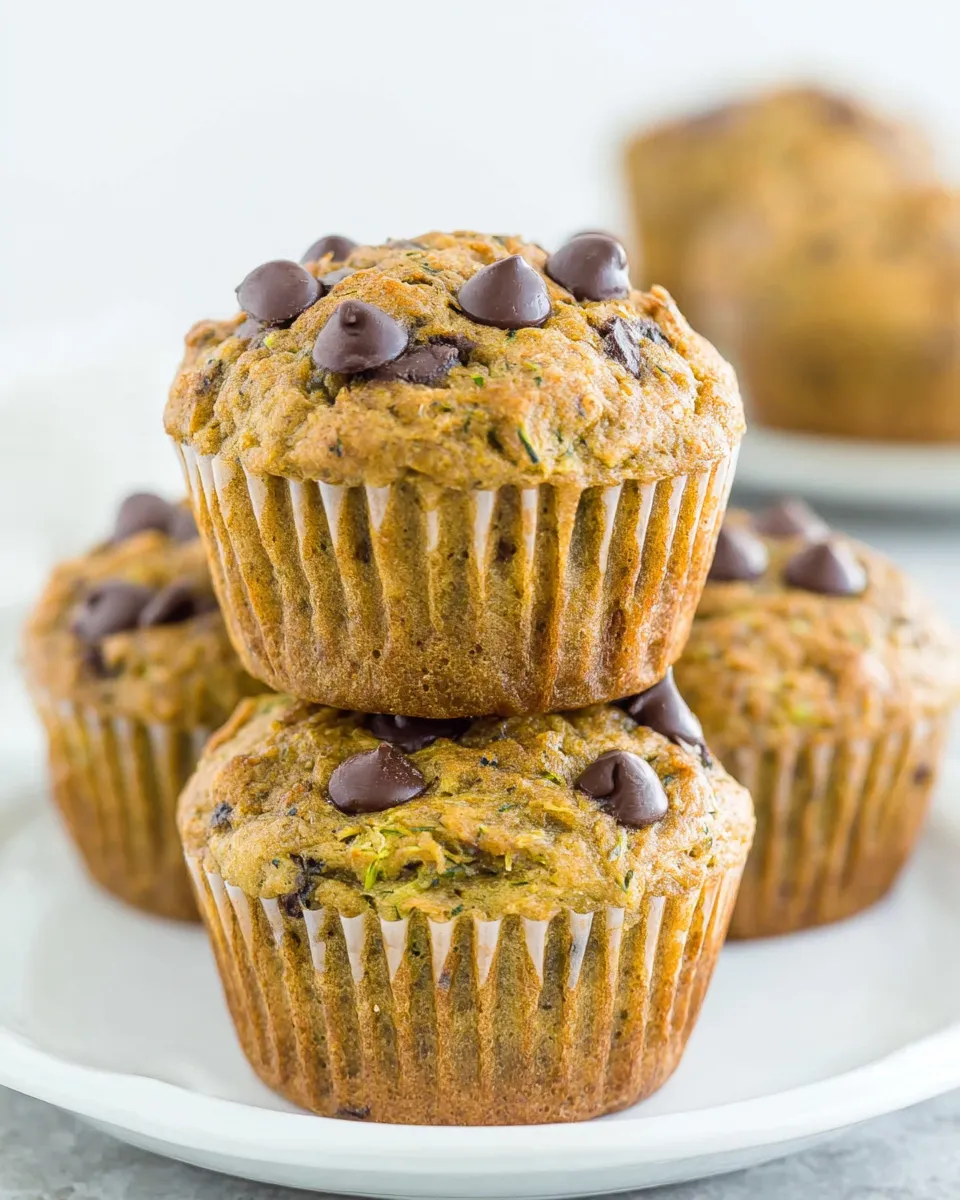 Zucchini-chocolate chip muffins on a cooling rack