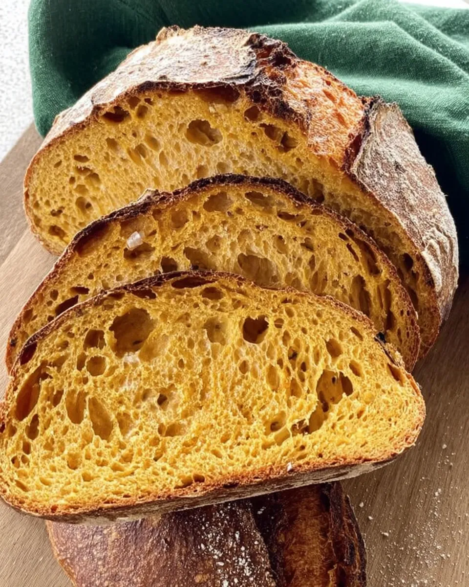 Pumpkin sourdough bread slice with honey and butter