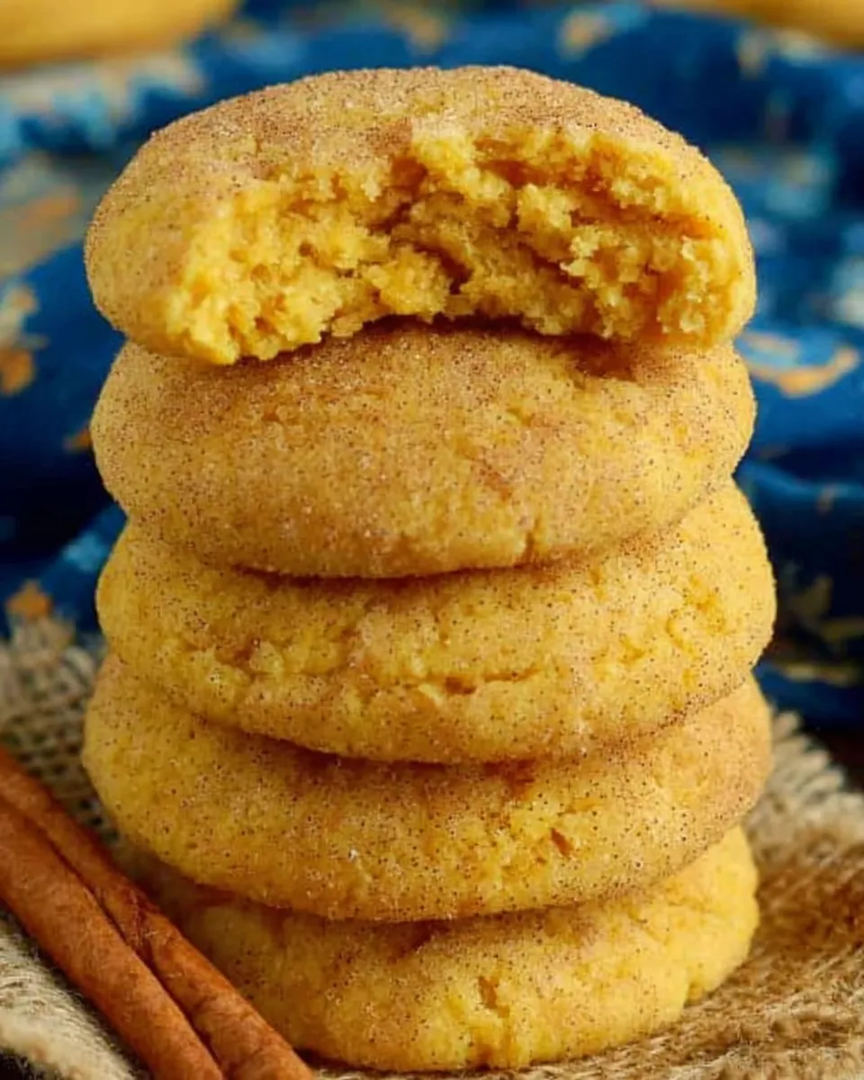 Pumpkin sugar cookies stacked on a plate