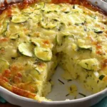 Savory zucchini pie sliced and served on a plate