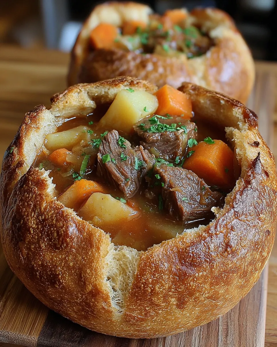 Beef Stew Simmering in Slow Cooker