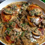 Chicken and Mushroom Skillet in a Creamy Asiago and Mustard Sauce