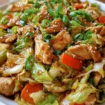 Chinese Chicken Cabbage Stir-Fry served in a bowl