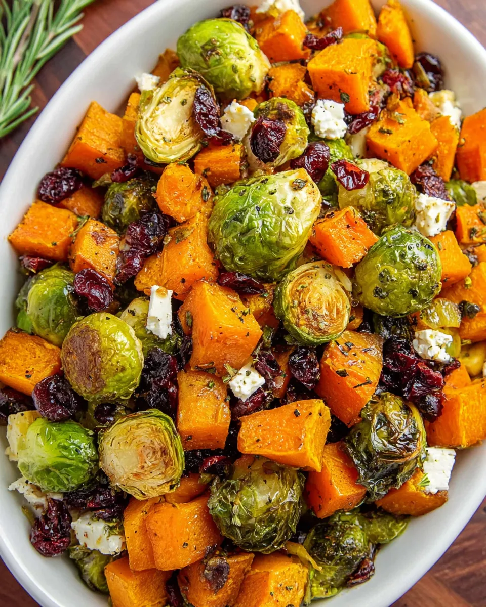 Roasting Brussels sprouts and butternut squash in the oven
