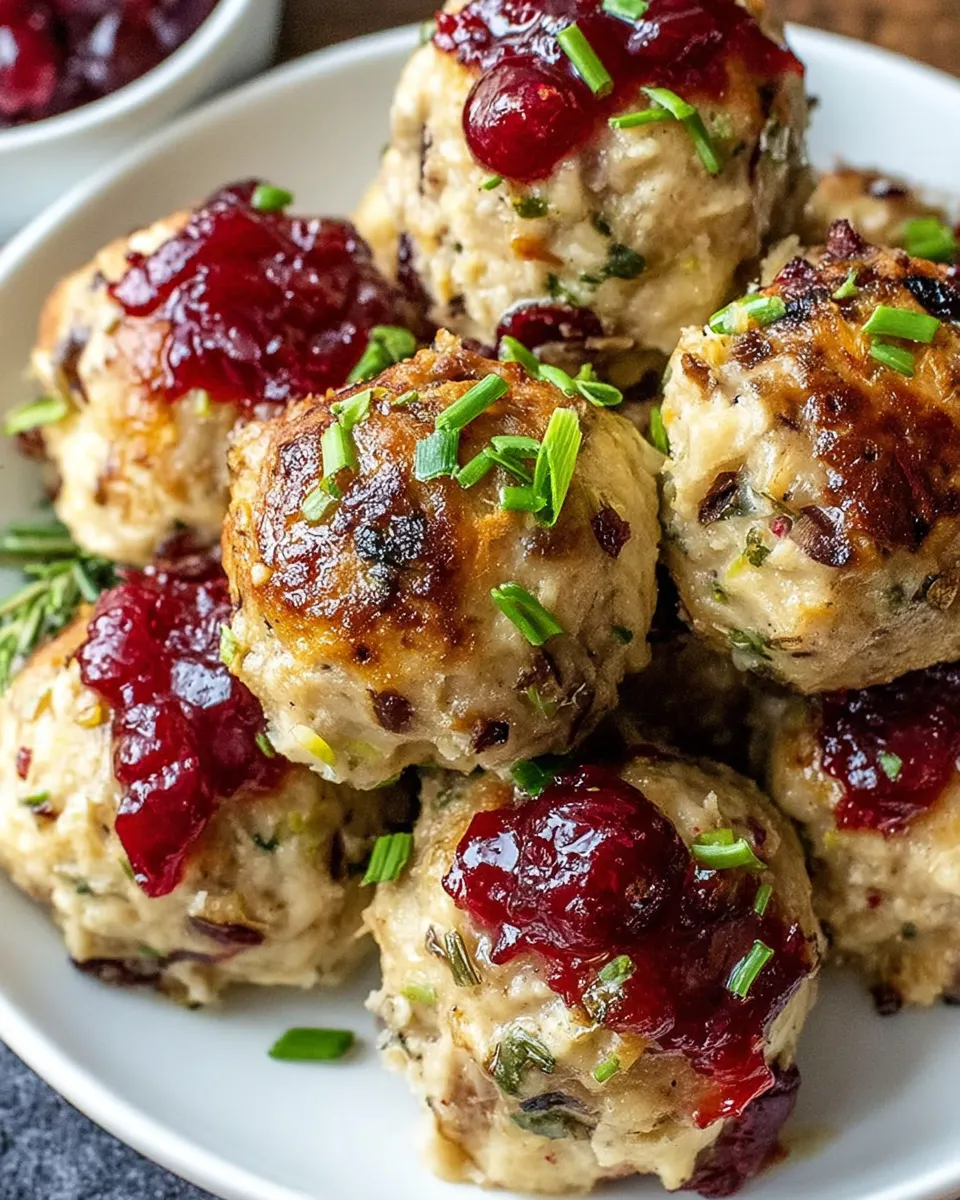 Making cranberry turkey stuffing balls step-by-step