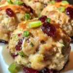 Cranberry Turkey Stuffing Balls on holiday table