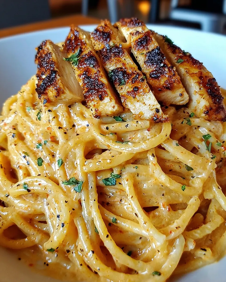 Creamy Cajun chicken linguine with garlic Parmesan sauce