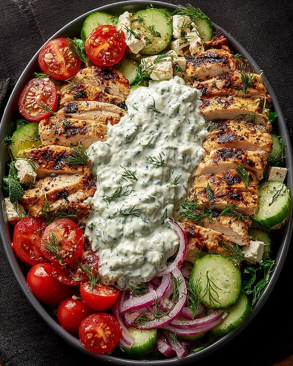 Cooking grilled chicken Greek salad step-by-step