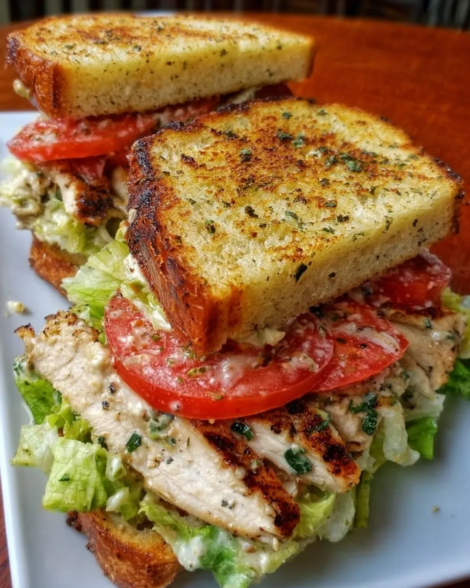 Plated garlic chicken sandwich with fresh salad