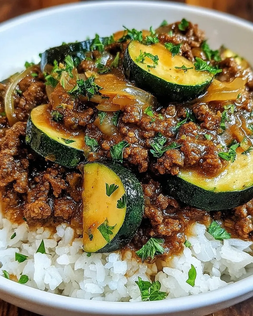 Ingredients for Greek-style beef and zucchini rice bowl