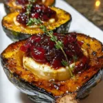 Honey-Glazed Acorn Squash with Brie Cheese and Cranberry Drizzle