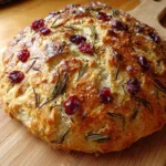 No-Knead Rosemary Cranberry Bread with Olive Oil & Sea Salt