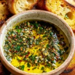 olive oil dip recipe card with ingredients