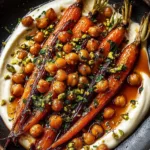 Roasted carrots with spicy maple glaze, chickpeas, and yogurt