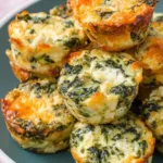 Golden spinach ricotta bites served on a platter with dipping sauce.