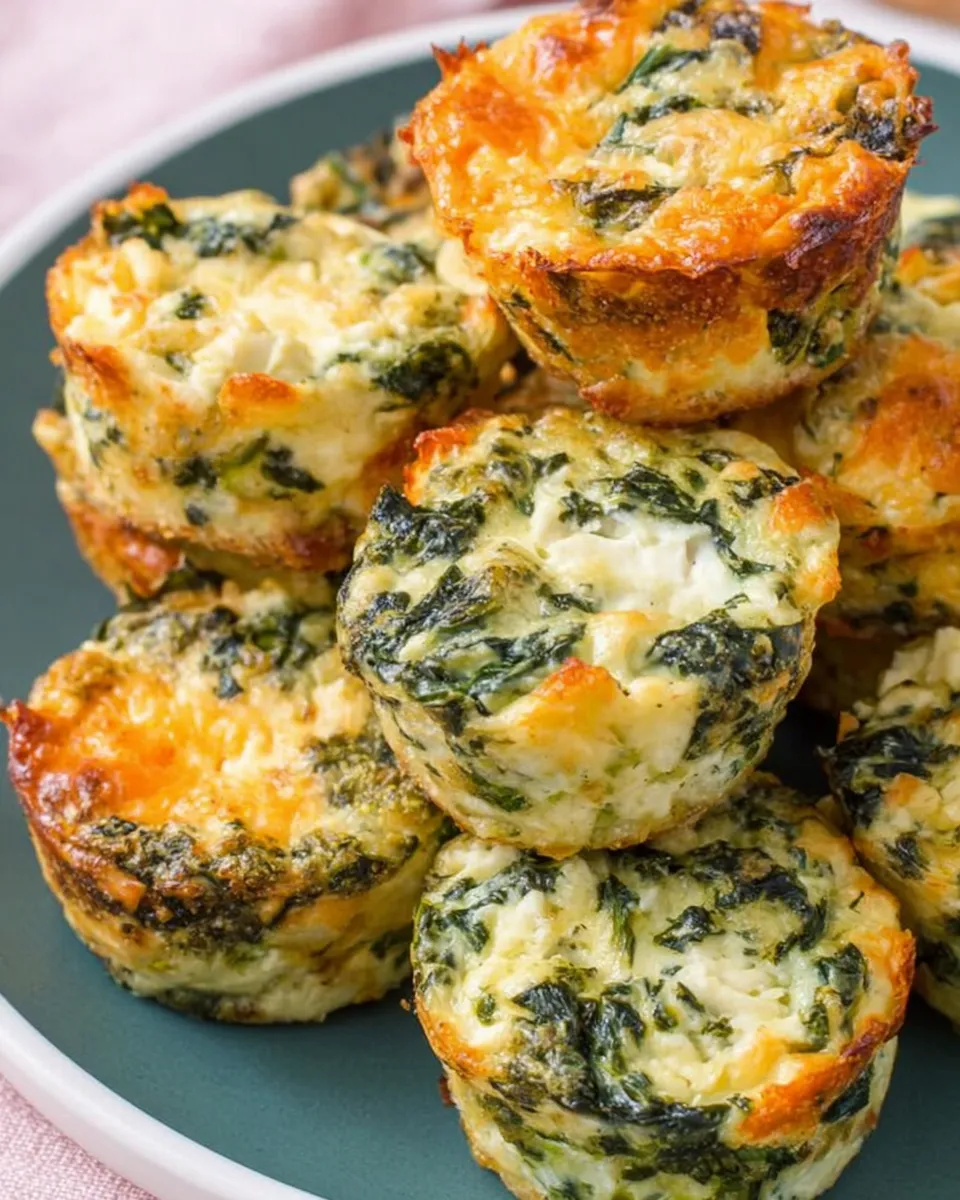 Golden spinach ricotta bites served on a platter with dipping sauce.