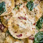 Tuscan-Inspired Creamy Ravioli with Spinach and Sun-Dried Tomatoes