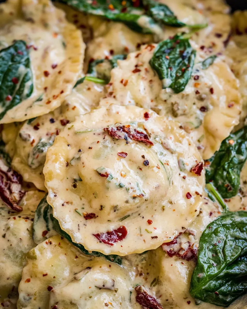 Tuscan-Inspired Creamy Ravioli with Spinach and Sun-Dried Tomatoes